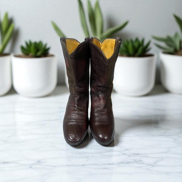 Ben Miller Men's Dark Brown Leather Cowboy Boots, Classic Style, Size 12 EE - Picture 2 of 8